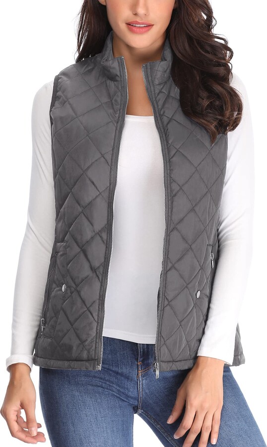 YDSH Ladies Body Warmer Water Resistant Vest Jacket Womens Casual Gilets Padded Down Vest Winter Cotton Lightweight Sleeveless Jacket 
