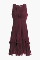 Thumbnail for your product : Halston Ruffle-trimmed Pleated Voile Dress