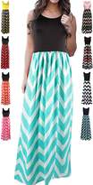 Thumbnail for your product : HanDanGe Women's Summer Chevron Striped Print Dress Tank Long Maxi Dresses For Women -M