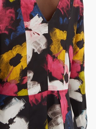 colville Handkerchief-hem Floral-print Satin Dress - Multi