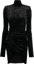 Long-Sleeve Asymmetric Velvet Dress 