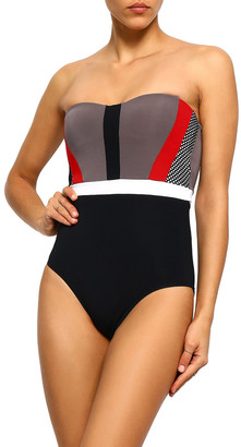 Jets Aspire Mesh-paneled Color-block Bandeau Swimsuit