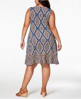 Thumbnail for your product : Style&Co. Style & Co Plus Size Mixed-Print Sleeveless Swing Dress, Created for Macy's