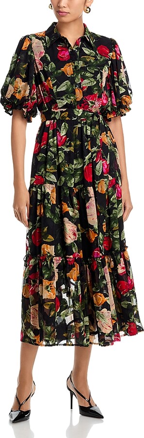 Gracia Puff Sleeve Tie Belt Maxi Dress