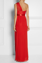 Thumbnail for your product : Notte by Marchesa 3135 Notte by Marchesa One-shoulder silk-georgette gown