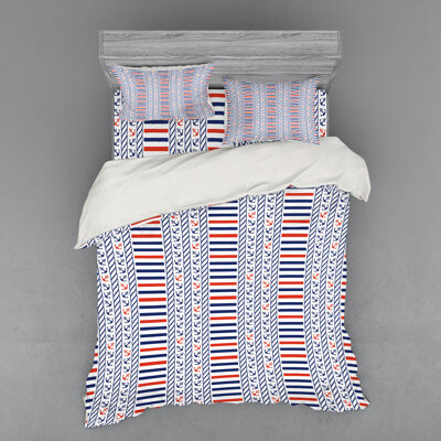 Ambesonne Navy Microfiber Coastal Duvet Cover Set