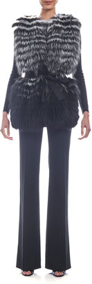 Carolina Herrera Reversible Fur-Front Belted Vest, Black