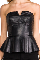 Thumbnail for your product : Amanda Uprichard Leather Strapless Peplum Top
