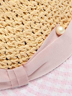 Federica Moretti Dia Gingham Brim Straw Hat - Womens - Pink Multi