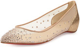 Thumbnail for your product : Christian Louboutin Body Strass Pointed-Toe Ballerina Flat, Poudre
