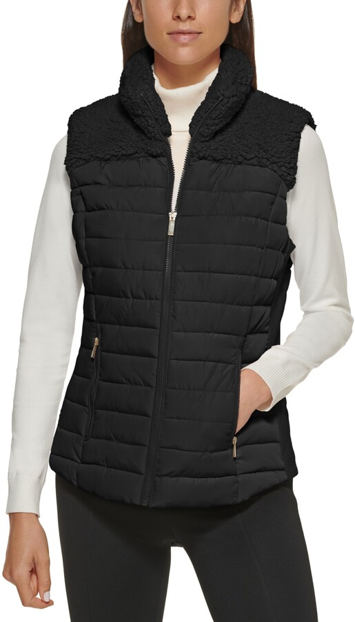 Calvin Klein Sherpa Trim Puffer Vest - ShopStyle