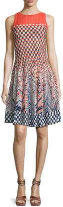 Nic+Zoe Plus Size Fiore Sleeveless Printed Twirl Dress, Multi