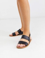 asos design favoured leather flat sandals
