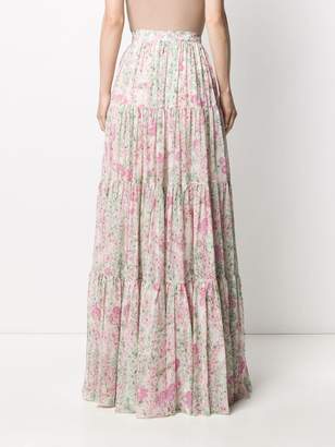 Giambattista Valli Floral Print Silk Skirt