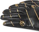 Thumbnail for your product : Gucci Leather gloves with Double G stripe print
