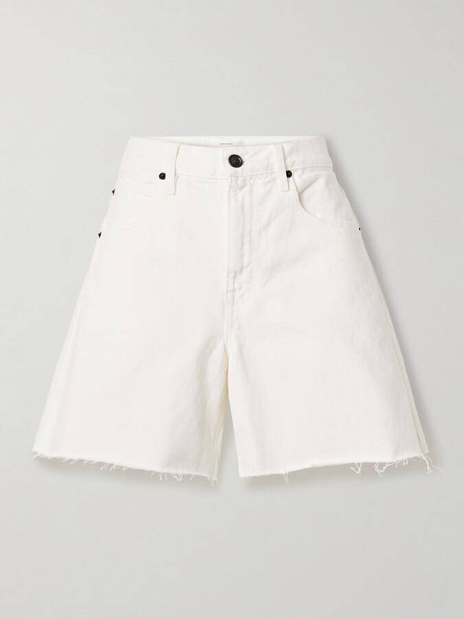 SLVRLAKE Sienna Frayed Denim Shorts - White
