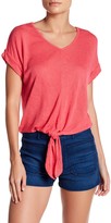 Thumbnail for your product : Bobeau Short Sleeve Tie Front Shirt (Petite)