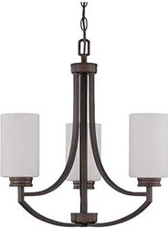 Red Barrel Studio Habibatou 3-Light Chandelier, Metal Ceiling Light Fixture With Opal Glass Shades, Satin Nickel