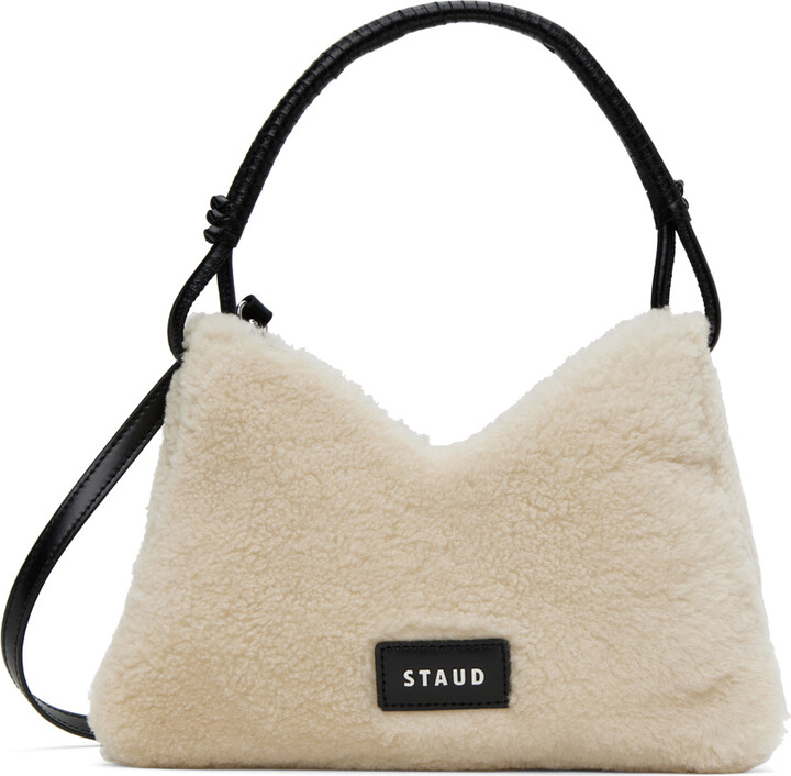STAUD Off-White Valerie Shearling Shoulder Bag - ShopStyle
