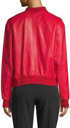 Versace Zip-Up Leather Bomber Jacket