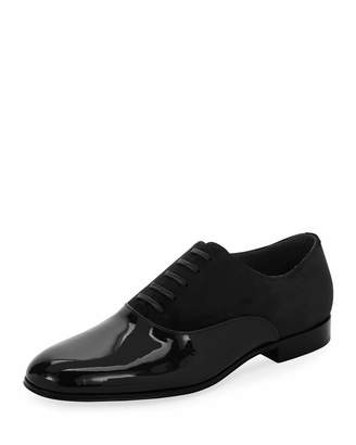 Gianvito Rossi Vittorio Patent Leather & Suede Lace-Up Shoe, Black