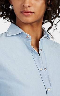 Barneys New York Women's Cotton Chambray Shirt - Lt. Blue
