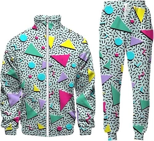 Flygo 80s 90s Outfit for Men Retro Track Suits 80s Tracksuit Set ...