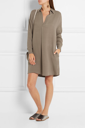Vince Washed-silk Dress - Army green