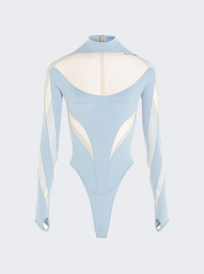 Thierry Mugler Illusion Logo Printed Bodysuit