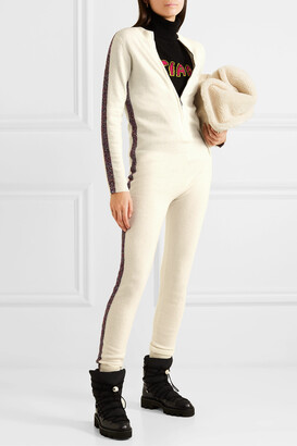 Bella Freud Futuristic Metallic Striped Merino Wool-blend Jumpsuit - White - x small