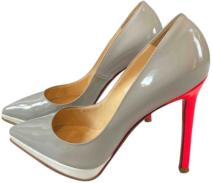 grey patent leather heels