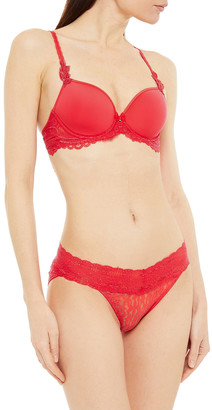 Wacoal Embellished Lace-trimmed Stretch-jersey Underwired Bra