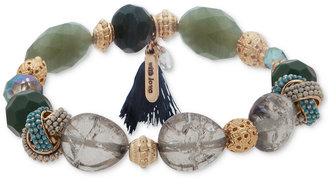 lonna & lilly Gold-Tone Multi-Bead & Tassel Stretch Bracelet