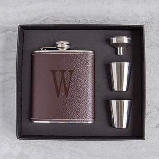 Cathy's Concepts Cathys Concepts 5-pc. Brown Leather Monogram Flask Set