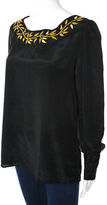 Thumbnail for your product : Pas Pour Toi NWT Black Gold Embroidered Trim Long Sleeve Blouse Sz 40 $515