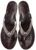 Thumbnail for your product : Tory Burch Embossed Thong Wedge Sandals