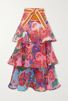 Thumbnail for your product : Zimmermann The Lovestruck Tiered Cotton And Silk-blend Georgette Maxi Skirt