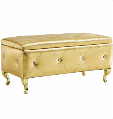 Mercer41 Upholstered Storage Ottoman Bench For Bedroom End Of Bed Rectangular Storage Benches Footrest With Crystal Buttons For Living Room Entryway