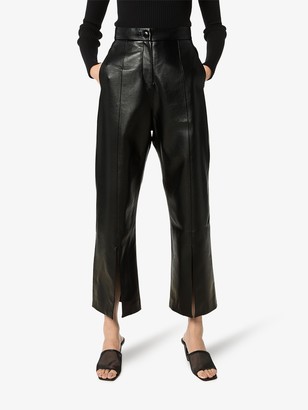 MATÉRIEL Flared Cropped Faux Leather Trousers