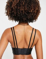 Thumbnail for your product : Hunkemoller Athena strappy open-cup longline bra in black