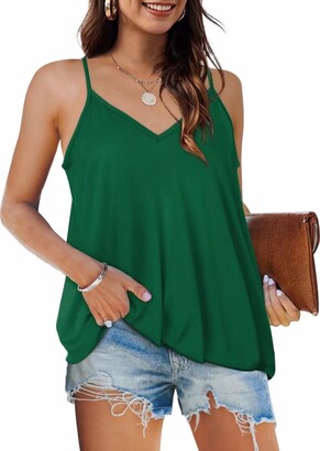 Berryhot Women Casual Solid Sleeveless Loose Fit Tank Tops Shirts Cross Criss V Neck Tunic Strappy Blouse 