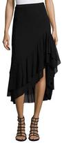 Thumbnail for your product : Fuzzi Asymmetric Ruffled Tulle Midi Skirt, Black