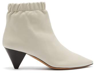 Isabel Marant Leffie Leather Ankle Boots - Womens - White