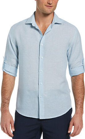 Cubavera Travelselect Linen-Blend Mens Long Sleeve Regular Fit Button-Down Shirt