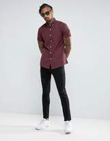 Thumbnail for your product : ASOS Casual Slim Oxford Shirt With Stretch In Burgundy