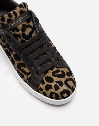 Dolce & Gabbana Portofino Sneakers In Color-Changing Leopard Fabric