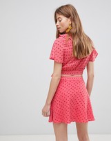 Thumbnail for your product : Glamorous Crop Top With Frill Collar And Tie Side In Ditsy Rose Co-Ord