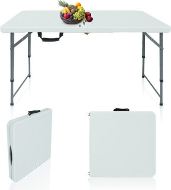 Luxdecor 48'' Outdoor Portable Kids Party Event 4ft Rectangular Height Adjustable Plastic Folding Table