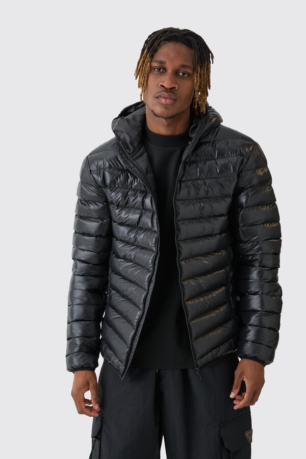 Shine Puffer Mens Puffer Jacket Boohooman Boohoo Mens Tall Hooded