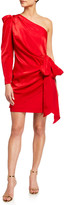 Thumbnail for your product : Aidan Mattox Draped Charmeuse One-Shoulder Wrapped Cocktail Dress